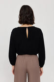 Crinkle Wide Sleeve Blouse black | MAZINE