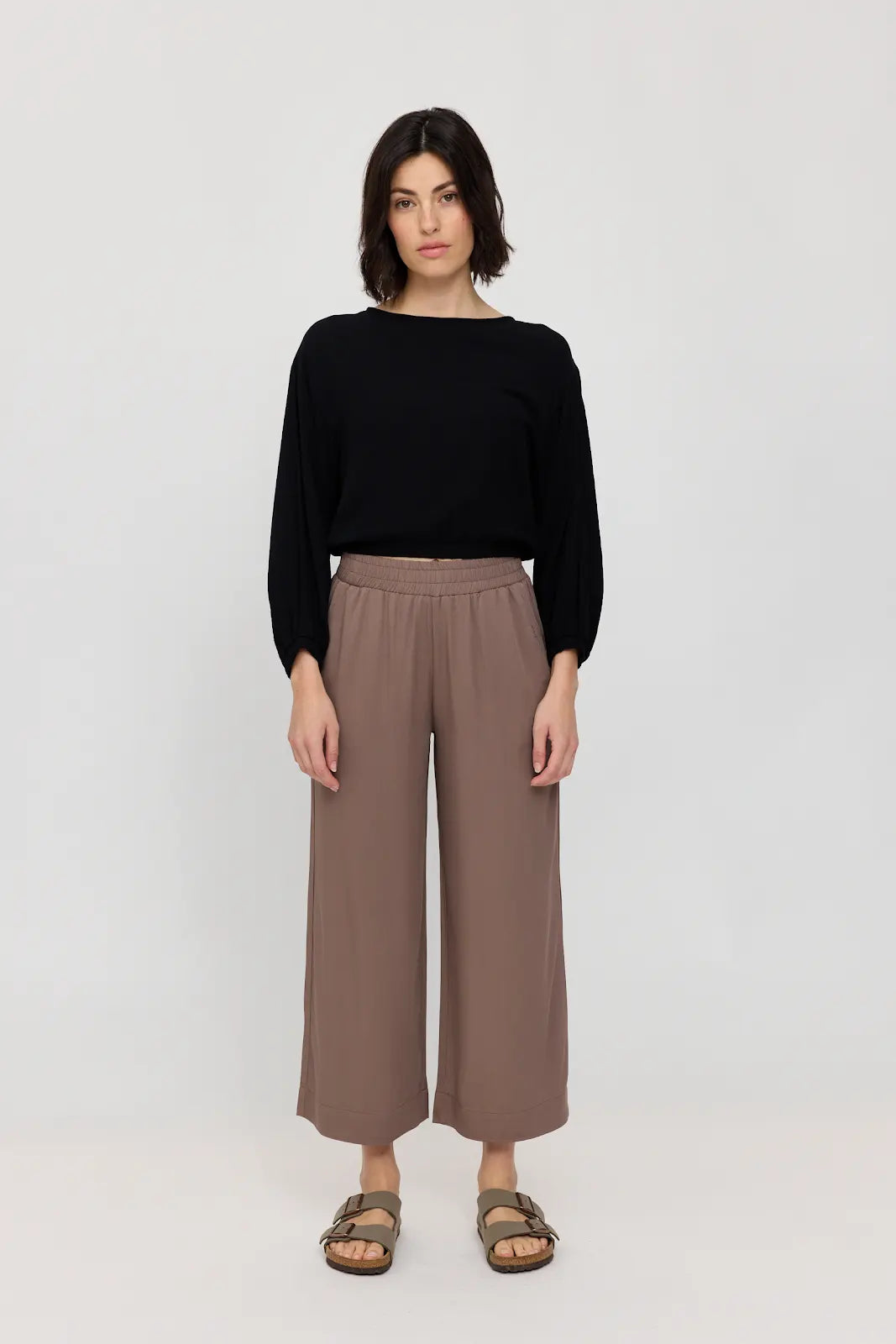 Crinkle Wide Sleeve Blouse black | MAZINE