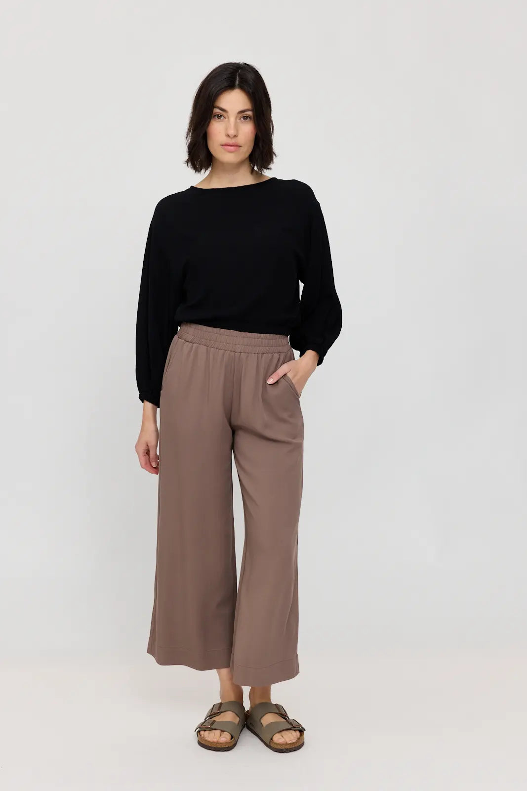 Crinkle Wide Sleeve Blouse black | MAZINE