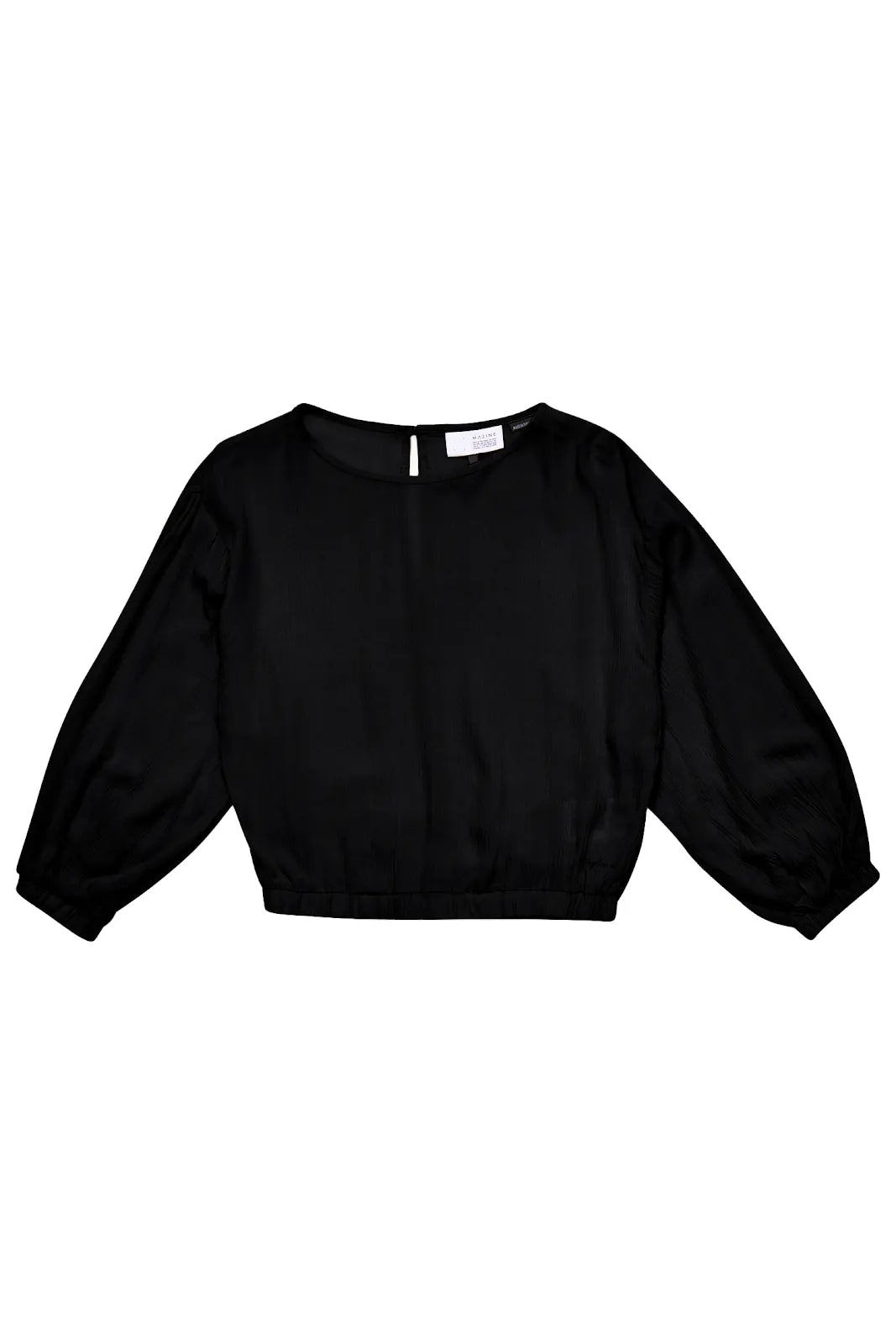 Crinkle Wide Sleeve Blouse black | MAZINE