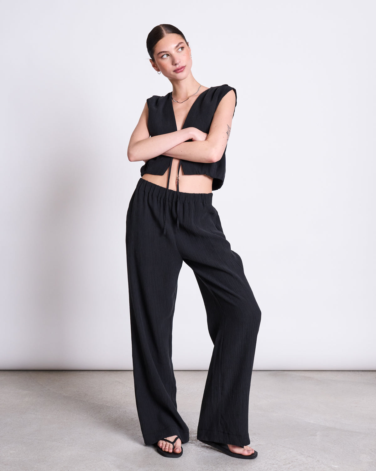 CRINCLE PANTS HAVA BLACK | Jan ´n June