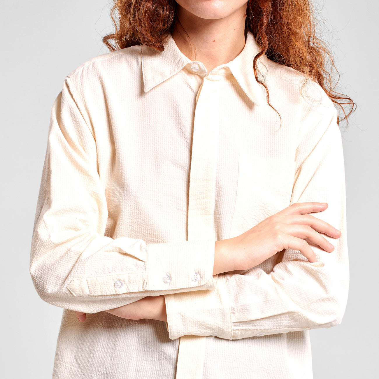 Bluse Kosta Seersucker Off-White | DEDICATED
