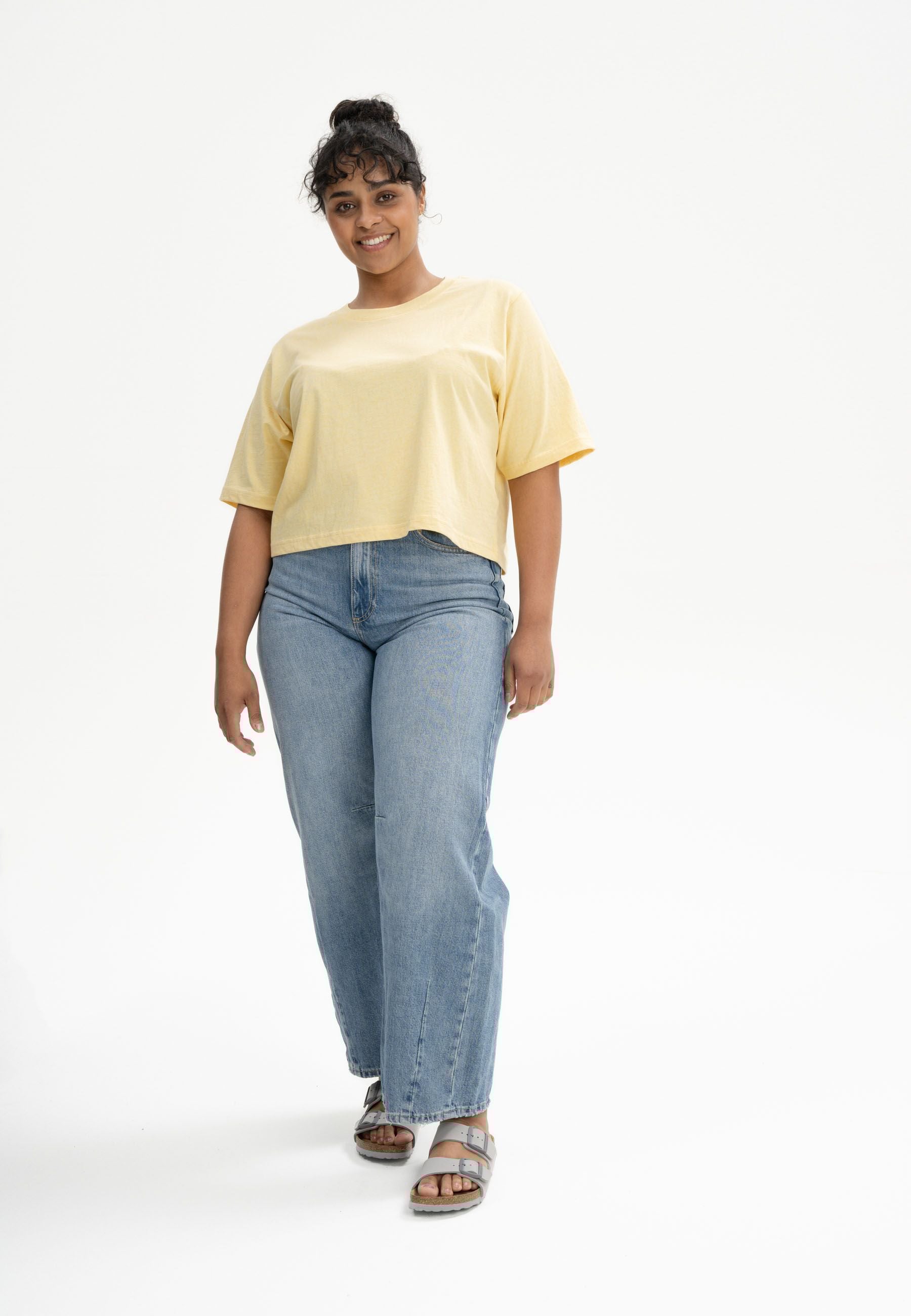 Cropped T-Shirt DESNA butterblume melange | MELAWEAR