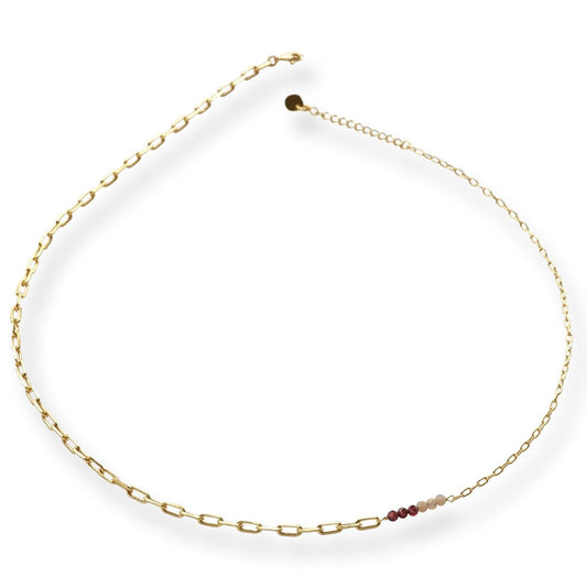 Encourage Peach Moonstone Garnet Necklace GP | a Beautiful Story