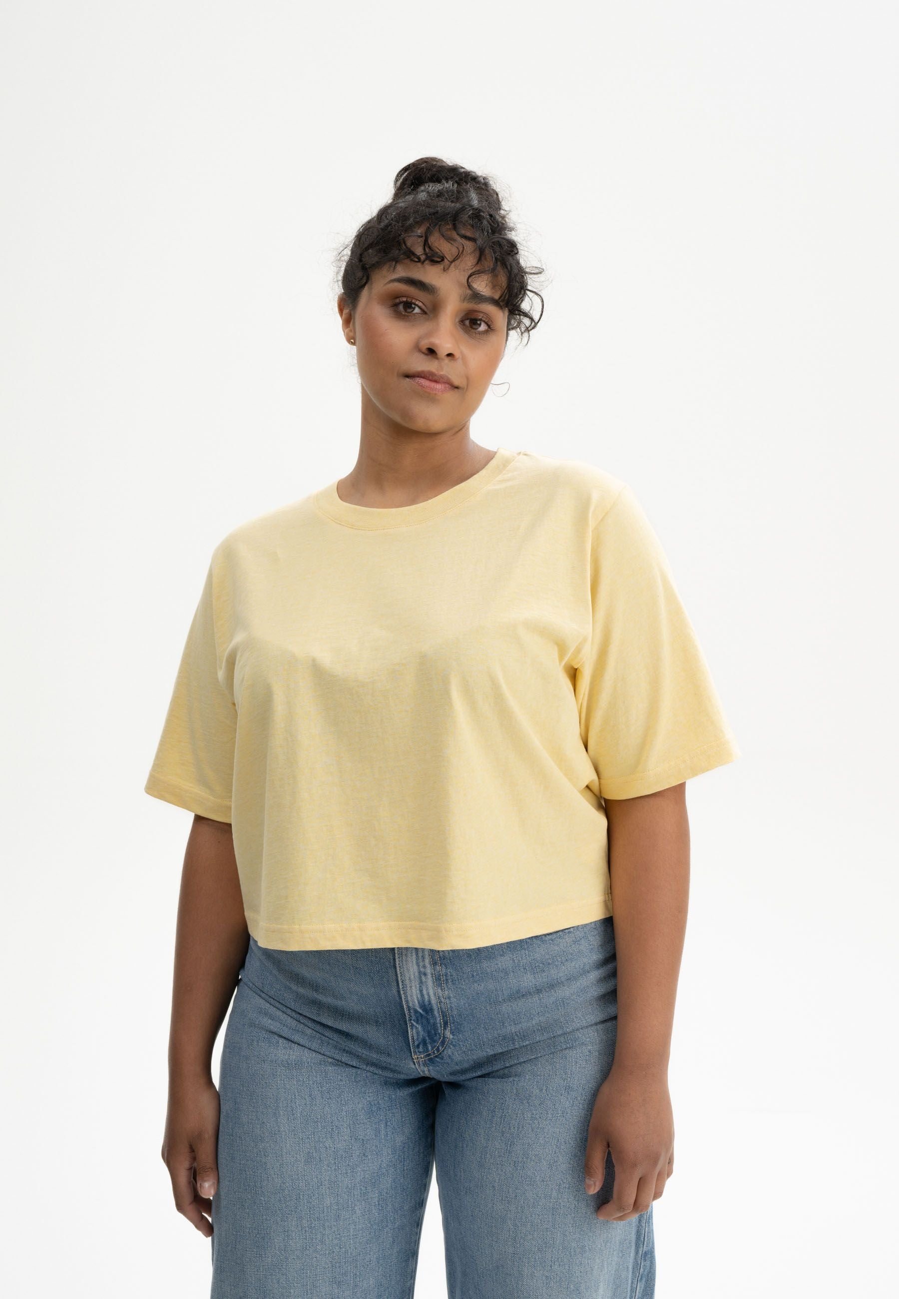 Cropped T-Shirt DESNA butterblume melange | MELAWEAR