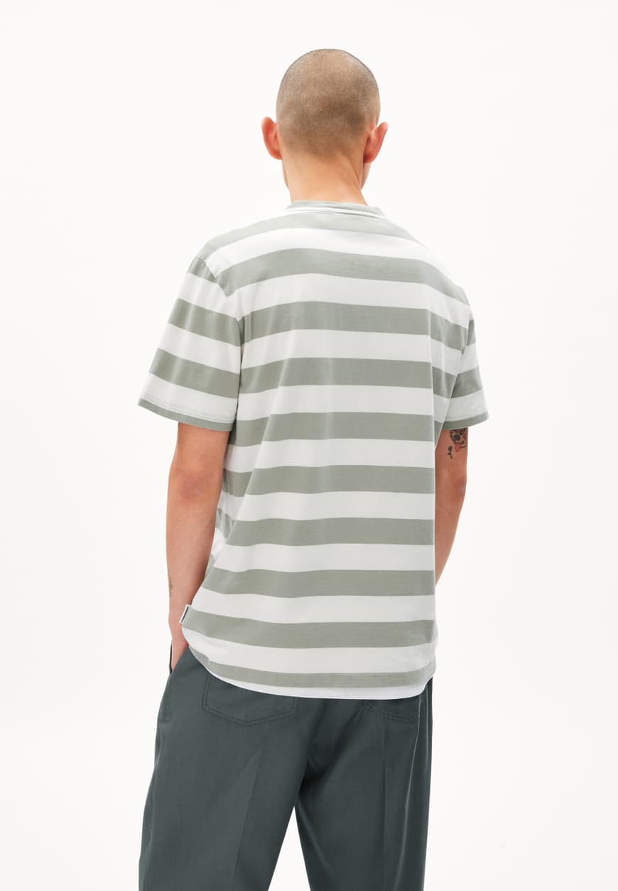 T-Shirt BAHAAR STRIPES oatmilk-grey green | ARMEDANGELS