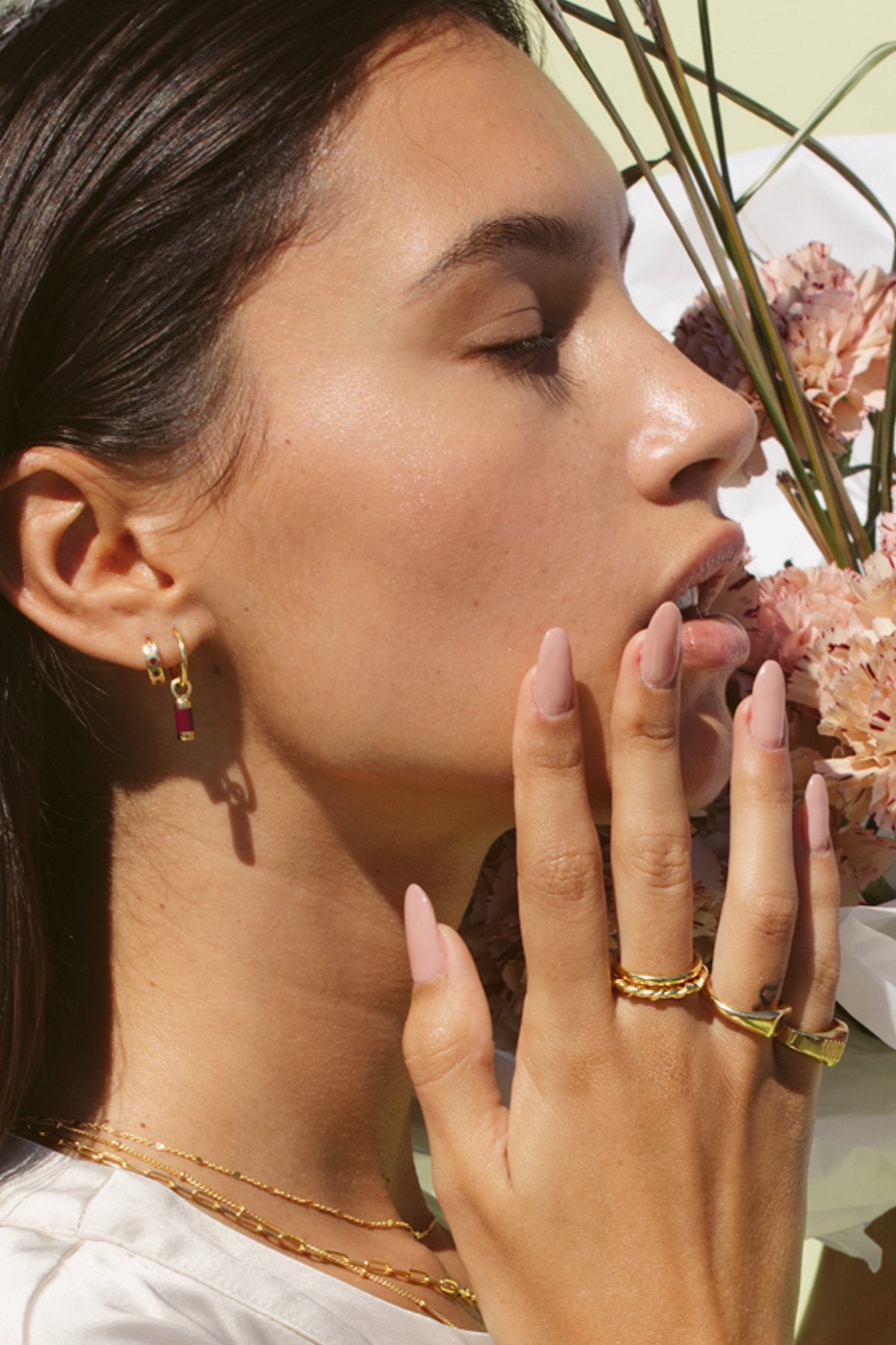 Ohrring bordeaux rose drop gold | wildthings