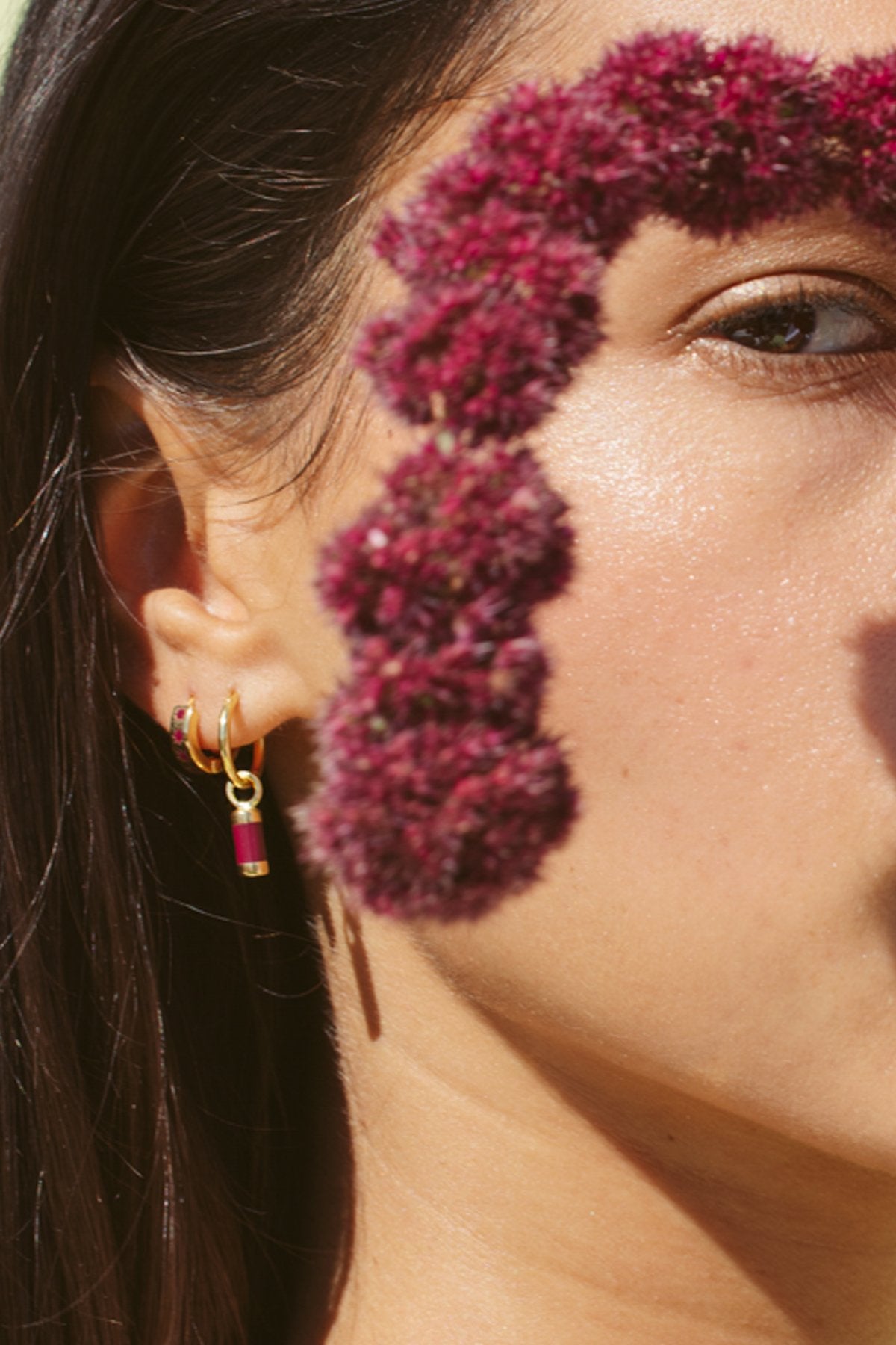 Ohrring bordeaux rose drop gold | wildthings
