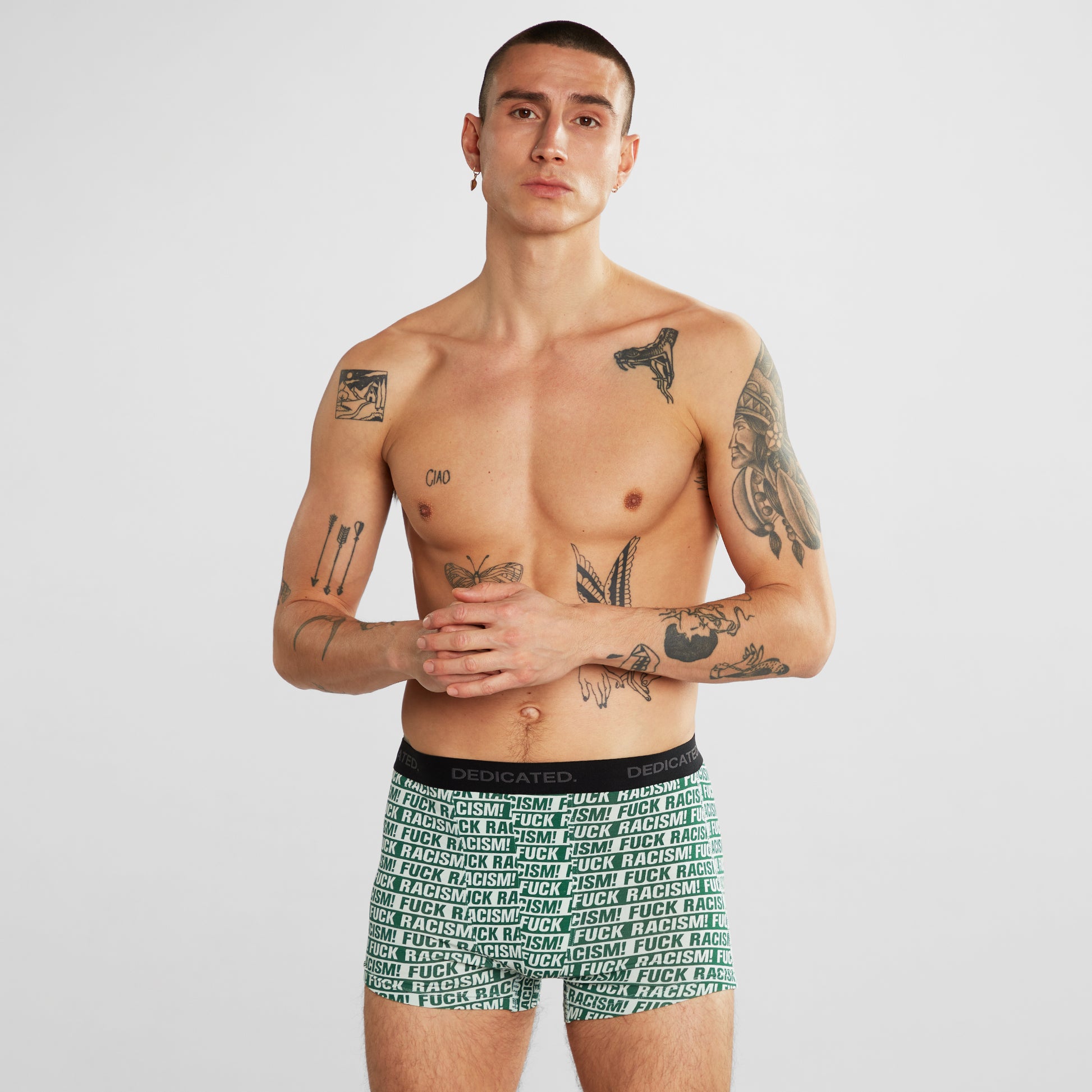 Boxer Briefs Kalix Fuck Racism Forest Green | DEDICATED