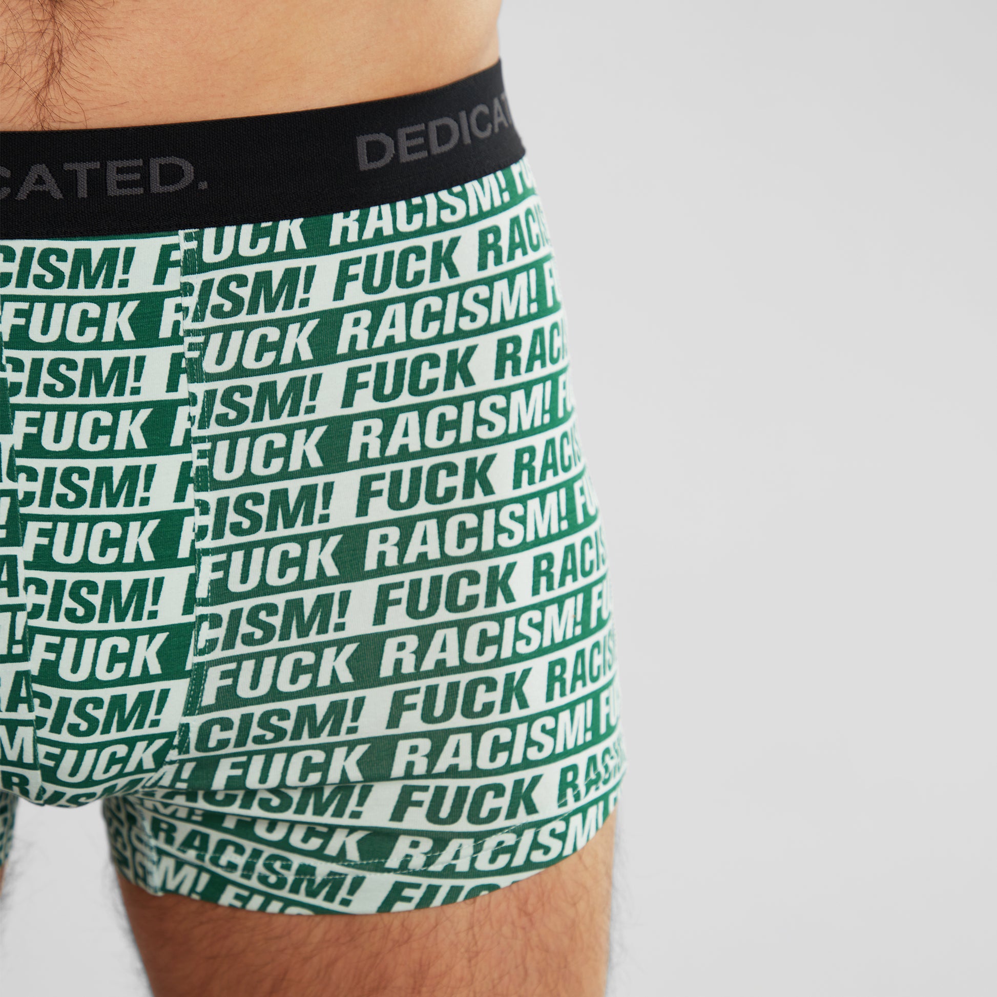 Boxer Briefs Kalix Fuck Racism Forest Green | DEDICATED