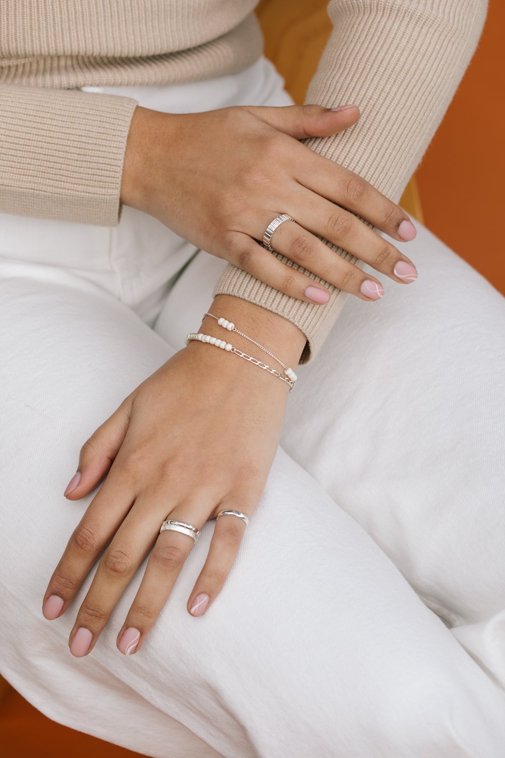 Armband Triple White Beads bracelet Silber | wildthings